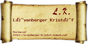 Lövenberger Kristóf névjegykártya